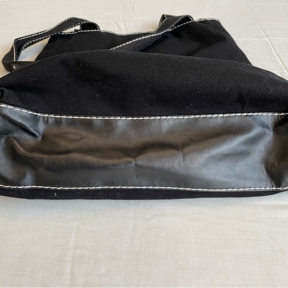 Isabel Toledo for Lane Bryant tote black canvas with white pocket graphics - Picture 5 of 6